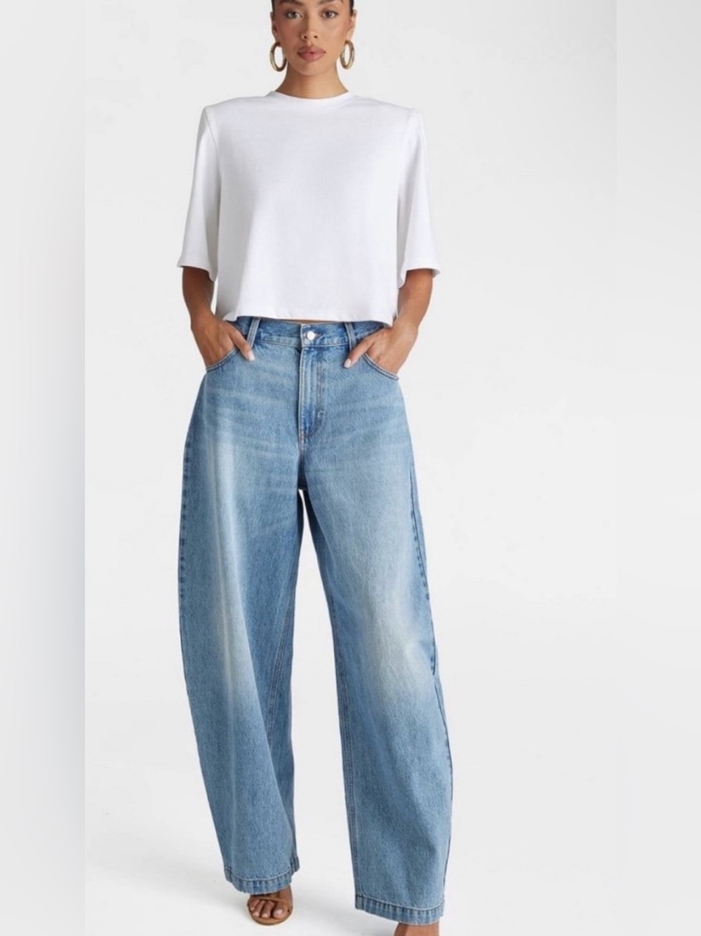 NWT KBB by Kahlana Blue Barrel leg Wide-Leg denim Jeans - Picture 2 of 8